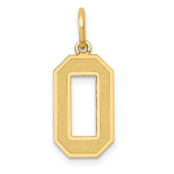 Auriga 14K Yellow Gold Medium Satin Number 0 Charm for Women (Length - 20 mm, Width - 8 mm)