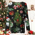 thumbnail image 4 of asdoklhq Christmas Shirts for Womens' Christmas Printed Long Sleeved Round Neck Top/shirt Black S, 4 of 5