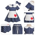 thumbnail image 5 of IBTOM CASTLE Kids Girls 1950s Housewife Costume Vintage Polka Dots Dress Apron Rockabilly Pinup Dresses Halloween Cosplay Birthday Party Dress up for Photo Shoot 18-24 Months Blue Polka Dots, 5 of 6