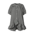 thumbnail image 2 of FRSASU Womens 2 Piece Ruffle Pajama Set Gingham Button Down Short Sleeve Shirts and Shorts Plaid Spring Summer Outfits Black, 2 of 7