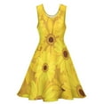 thumbnail image 4 of 2024 Sunflower Print Dress High Waist Yellow Gerbera Flowers Casual Dresses Spring Ladies Oversize Trendy Design Skate Dress, 4 of 7