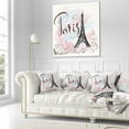 thumbnail image 3 of Designart Illustration with Paris Eiffel Tower - Abstract Cityscape Throw Pillow - 16x16, 3 of 5