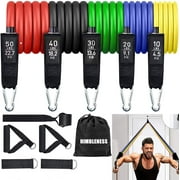 MOFENTI Resistance Bands Set for Workout Stackable Up to 150 lbs, Exercise Bands with Door Anchor, Ankle Straps, Handles and Carry Case for Strength, Yoga, Gym for Men and Women