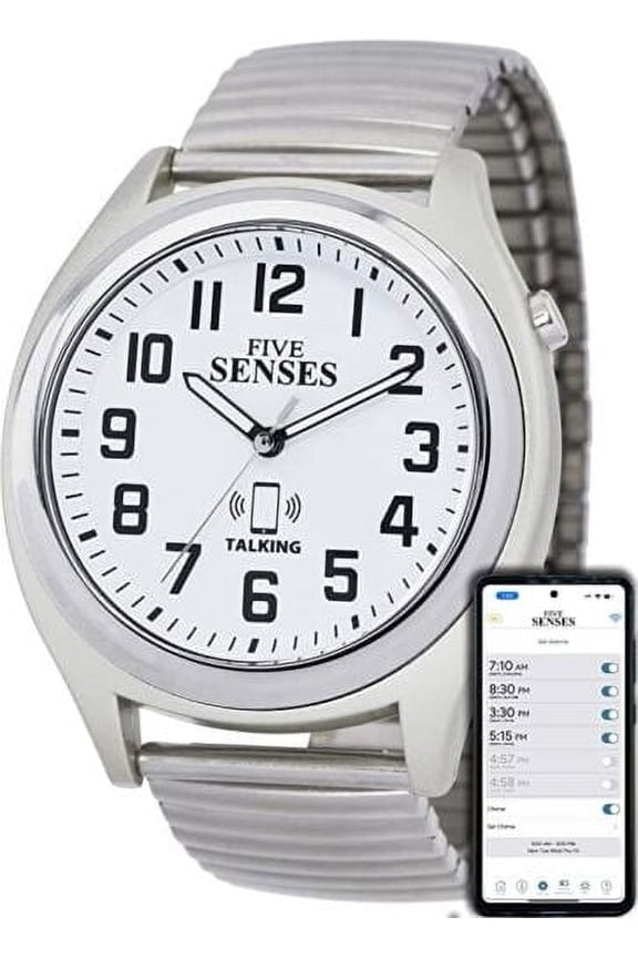 FIVE SENSES - Bluetooth Atomic Talking Watch for Visually Impaired - App Controlled 2nd Gen Atomic Wrist Watch for Blind and Seniors with Large Numbers (Model 1739)