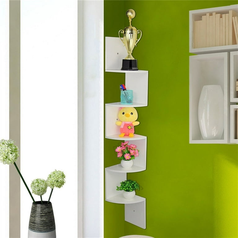 Tinpin Corner Shelf 5-Tier Wall Shelves, Floating Corner Shelves