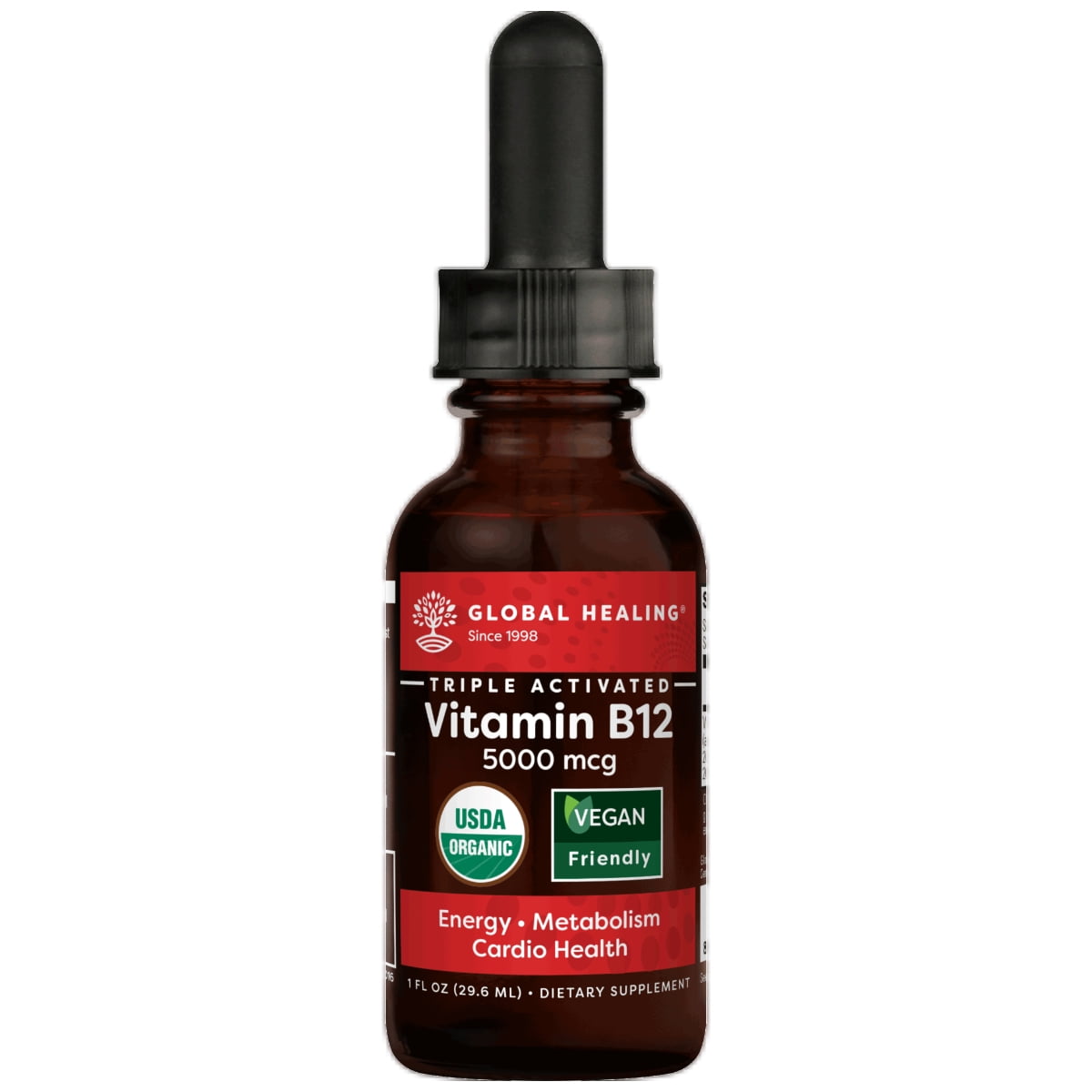 Global Healing Triple-Activated Vitamin B12 5000mcg Liquid Supplement for Energy, 1 oz