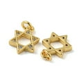 thumbnail image 2 of Rack Plating Brass Micro Pave Cubic Zirconia Pendants with Jump Ring Cadmium Free & Lead Free Long-Lasting Plated Star of David Real 18K Gold Plated 12.5x9x2mm Hole: 2.4mm, 2 of 3