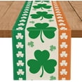 thumbnail image 1 of St. Patricks Day Table Runner Shamrock Green and Orange Stripe Table Decorations Holiday Spring Kitchen Dining Home Party Supply 13x108 Inch, 1 of 5