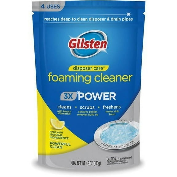 Glisten Disposer Care Foaming Cleaner 4.9 fl oz (0.2 quart) - 4 / Pack - White, Blue