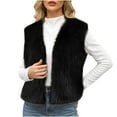 thumbnail image 2 of ClodeEU Women's Winter Warm Sleeveless Vest ,Cozy Short Loose Faux Fur Waistcoat Jacket Black,Womens Plus S, 2 of 6