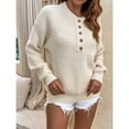 thumbnail image 6 of IROINNID Reduced Womens Sweater Knit V-Neck Pullover Sweater Solid Color Comfy Short Length Long Sleeve Sexy Tops Blouse, 6 of 7