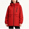 thumbnail image 2 of Aezemi Women Long Sleeve Rain Jacket Hooded Zip up Tunic Windbreaker Waterproof Fashion Outdoor Hiking Raincoats Full Zip Casual Trendy Workout Winter Fall Outerwear S, 2 of 9