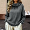 thumbnail image 2 of Yigetop Warm Sweaters for Women Fall Winter Cowl Neck Knit Sweater Long Sleeve Casual Soft Chunky Lightweight Loose Cozy Pullover Tops for Daily Wear Grey XXL, 2 of 6