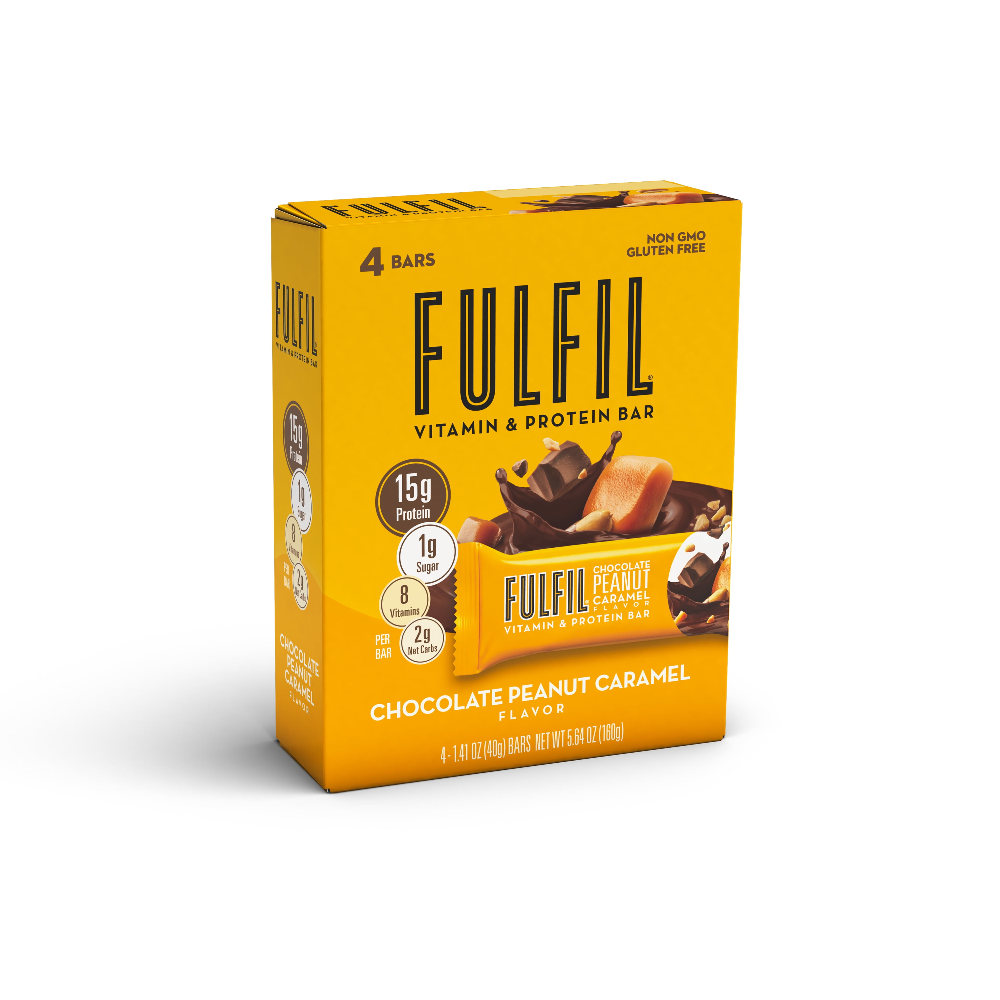 FULFIL Vitamin & Protein Bar, Chocolate Peanut Caramel, 4 Pack