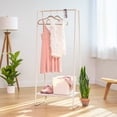 thumbnail image 3 of IRIS USA, Metal Clothing Rack with Wood Shelf, White Marble, 3 of 9