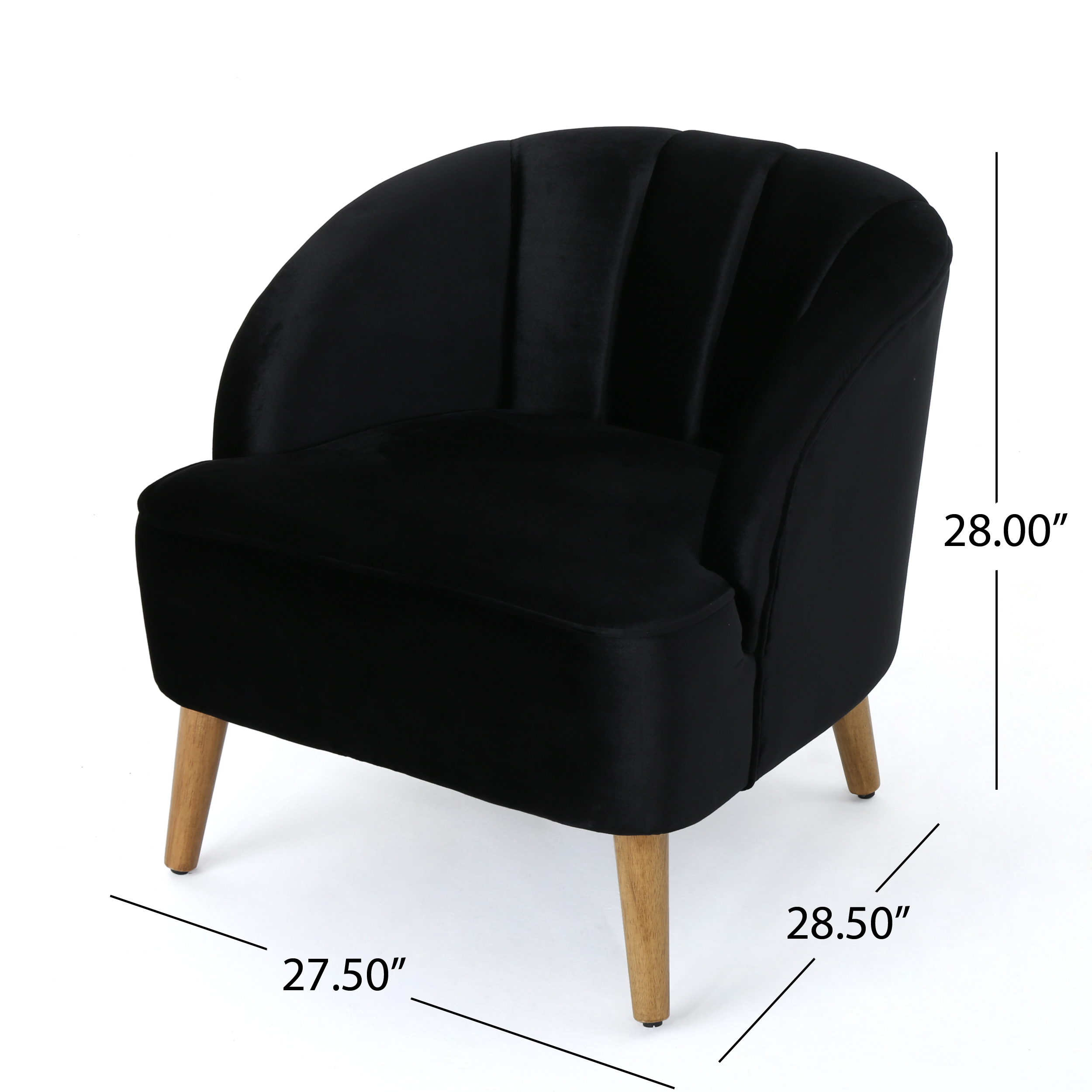 GDF Studio Scarlett Mid Century Modern Velvet 3 Piece Living Room Loveseat Set, Black and Light Walnut