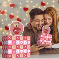 Valentine's Day Money Pull Surprise Gift Box - Heart Theme Cash Reveal Gift Container, Romantic Gift for Her/Him, 5.1x5.1x4.3 Inches