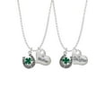 thumbnail image 1 of Delight Jewelry Silvertone Good Luck Horseshoe with Green Four Leaf Clover Mother & Daughter Heart Necklaces (Set of 2), 19"+2", 1 of 4