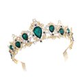 thumbnail image 4 of Wedding Crown 1pc Crystal Rhinestones Crown with Comb Elegant Large Crown for Party Wedding Cosplay (Green), 4 of 6