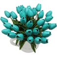 thumbnail image 3 of 10-Heads Home Decoration Mini Tulip Real Touch Tulip Artificial Flowers Bouquets (Dark Teal), 3 of 4