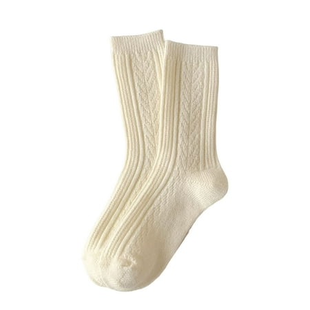 

Juliy 1 Pair Twist Pattern Mid-tube Thickened Fleece Lining Women Socks Winter Simple Casual Solid Color Sports Socks