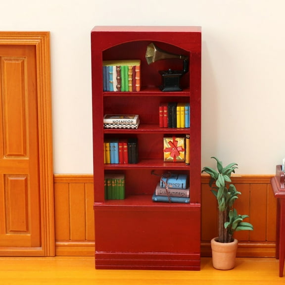 HEALEEP Bookshelf Model Red Synthetic Material For Collectors 1Set 7.0x3.1x1.2In