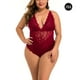thumbnail image 1 of Ropa interior de encaje sexy para mujer, minivestido en V profundo, ropa de dormir, regalo, rojo vino, 3XL Scienceny XX000057-09, 1 of 7
