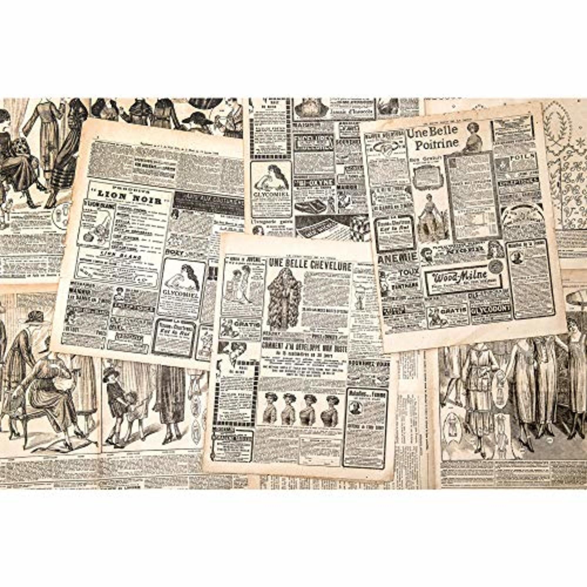 Idea4wall 4pcs Vintage Pictures Collage Peel and Stick Wallpaper Removable Wall Murals Large Wall Stickers for Home Decoration, 66"x24"