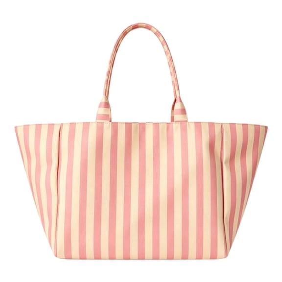 Striped Large‑Capacity Beach Tote Bag, Casual Tote with Comfortable Sturdy Handles, Lightweight Reusable Shoulder Bag for Beach, Travel, Shopping & Daily Errands