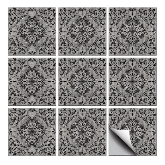 Waterproof PVC Tile Stickers for Kitchen Bathroom Waterprrof Wall Tiles Floral 100x100mm 36pcs/set DIY