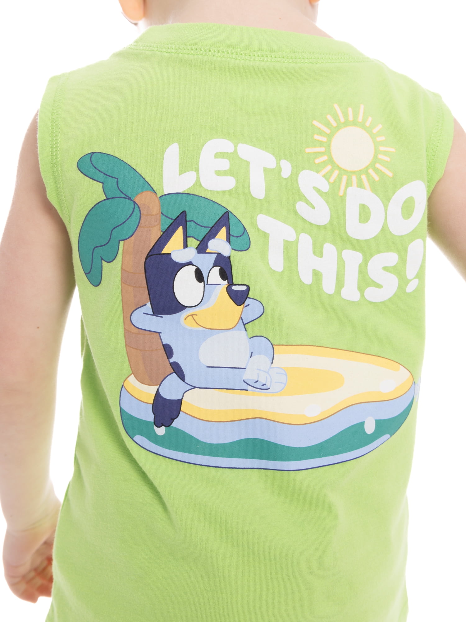 Bluey Toddler Boy Tank Top with Front and Back Graphics, Sizes 12M-5T