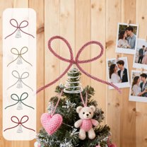 HomeDM Christmas Tree Bow Topper - 11" X 7.28" Large Glitter Rhinestone Metal Xmas Tree Topper Christmas Decor Indoor Outdoor Bow Xmas Ornament Holiday Wedding Thanksgiving Decor