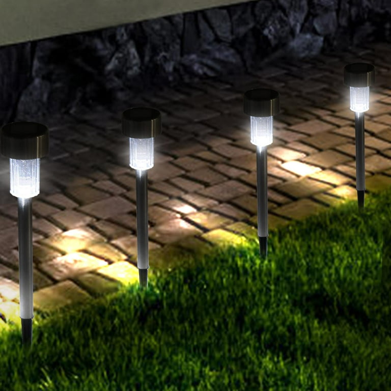 UBesGoo 24PCS Landscape Garden Yard Path Lawn Stainless Steel LED Solar Power Waterproof Light White Color Changing With Spikes UBesGoo 24PCS Landscape Garden Yard Path Lawn Stainless Steel LED Solar Power Waterproof Light White Color Changing With Spikes