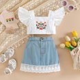 thumbnail image 2 of Sngxgn Girls 2 Piece Skirt Set Long Sleeve Knitted Sweater Pullover Top and Pleated Skirt 2 Piece Outfit(White,3Y), 2 of 6