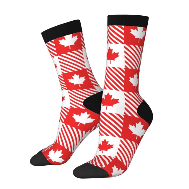 Wukai Chaussettes Mi-Mollet à Imprimé Feuilles d'Érable, Design Imprimé 3D, Chaussettes pour Adultes, Haute Élasticité, Respirantes, Sport, Adaptées pour Usage Quotidien, Unisexe