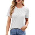 thumbnail image 2 of Dgankt Womens Summer Tops Women's New Short Sleeve Round Neck Solid Color Button Casual Fashion Blouse, 2 of 8