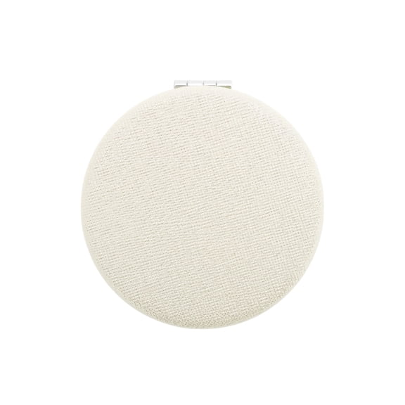 Unique Bargains 1 Pc Circular Makeup Mirror for Travel Vacation Beige PU ABS Glass