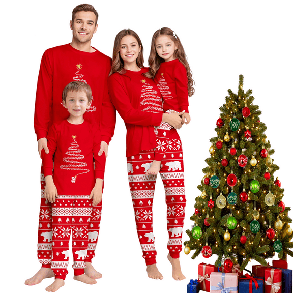 Tumao Family Christmas Pyjamas Set, Sleepwear Long Sleeve, PJs Xmas Festival Party Holiday Nightwear Dad Mom Adults
