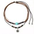 thumbnail image 5 of HETICA Bohemian Tribal Flower Necklace with Turquoise & Wood Beads, Adjustable Braided Hemp Cords, Women's, 5 of 7