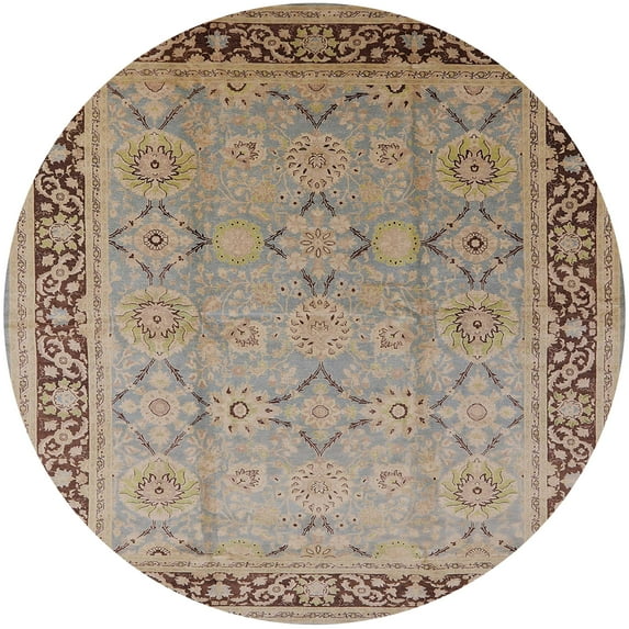 Ahgly Company Machine Washable Indoor Round Industrial Modern Brown Area Rugs, 7' Round