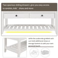 thumbnail image 5 of Upholstered Shoe Rack Bench with Cushioned Seat, Storage Drawers and Bottom Shelf, Wooden Entryway Shoe Bench with Legs, Narrow Rectangular Storage Bench for Entryway Laundry Room Bedroom, White, 5 of 9