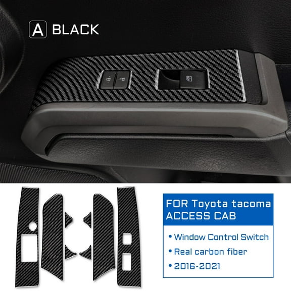 Real Soft Carbon Fiber for Toyota Tacoma 2016 2017 2018 2019 2020 2021 Accessories Interior Car Door Window Lift Switch Sticker.