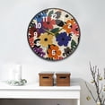 thumbnail image 2 of Yayeee Wall Clock Battery Operated 9.5" Silent Quartz Non-Ticking for Living Room Decor, Large Colorful Flowers Pattern, 2 of 8