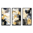 thumbnail image 2 of Designart "Pastel Abstract with Spots of Blue, Black, and Gold VI" Fractals Framed Wall Art Set Of 3 - Gold Fractals Frame Gallery Set For Office Decor, 2 of 7