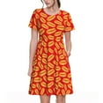 thumbnail image 1 of Saiise Robe d'Été Motif Gros Hot Dog pour Femmes T-Shirt Décontracté Manches Courtes Robe de Plage Florale avec Poches, 1 of 6