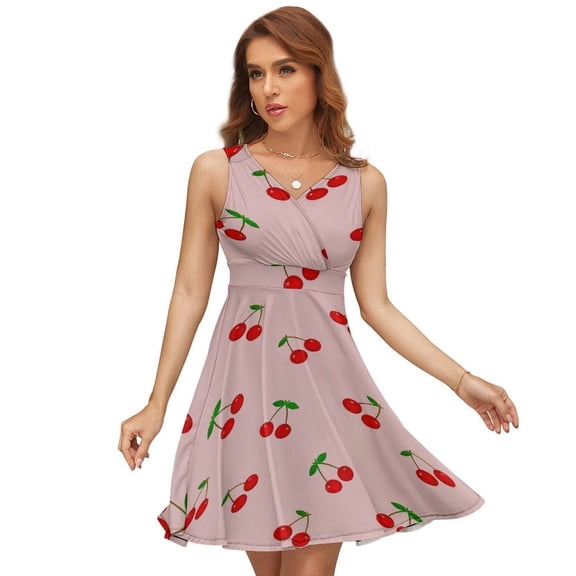 Cherries Sundress Sleeveless Dress Summer Women Clothes Dress for Women Dresses