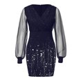 thumbnail image 5 of Pntutb Women Casual Buttocks Stitching Lace Printing Long Sleeve All Match Dress, 5 of 6