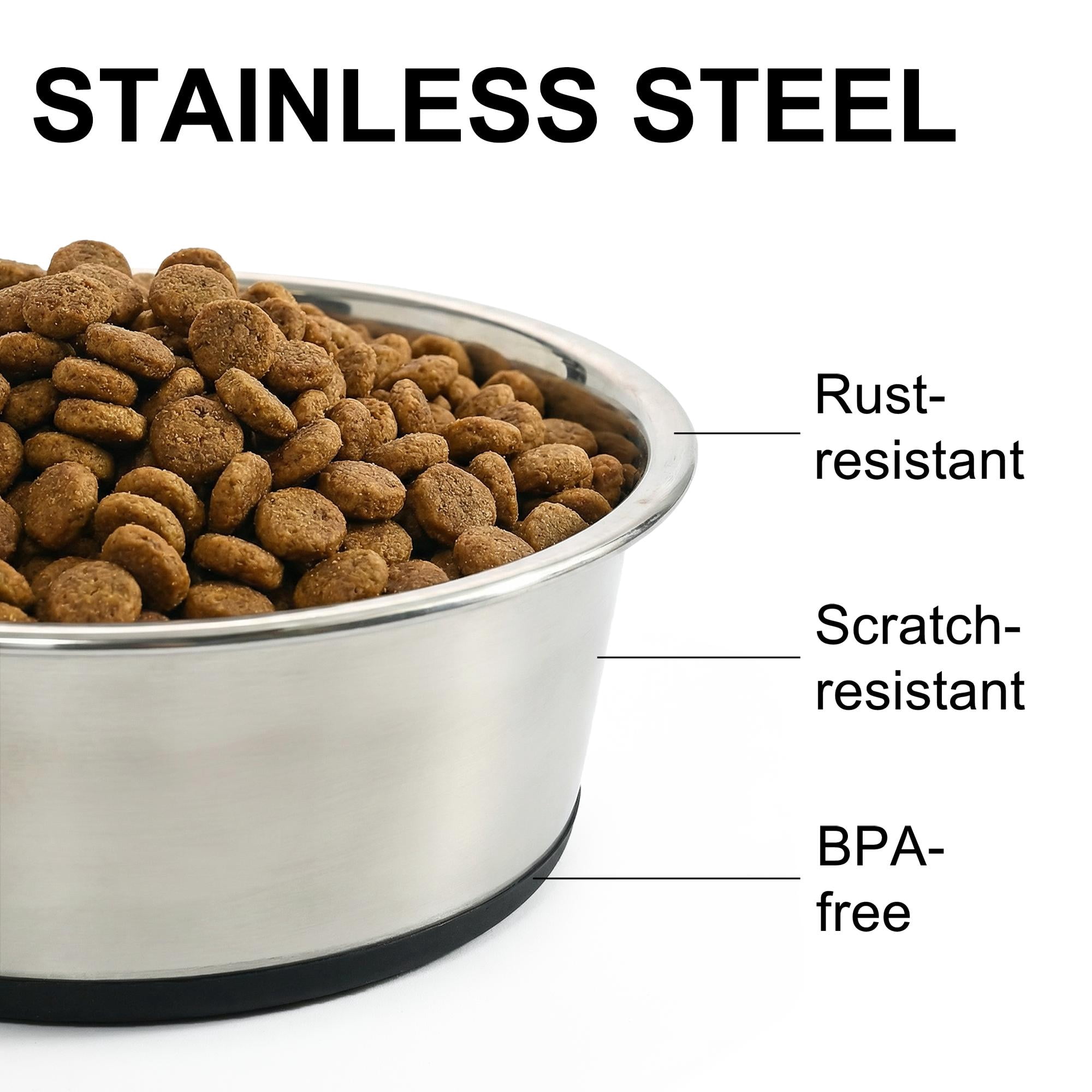 Max & Marlow Stainless Steel Dog Bowls Set of 3 Cup and 7 Cup, Non-Slip Rubber Base Metal Pet Food Water Bowls for Small to Large Dogs