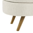 thumbnail image 6 of DEALTOPS 3D Linen Fabric Ottoman, Oval Storage Bench with Storage Space and Rubber Wood Legs, Beige, 6 of 8