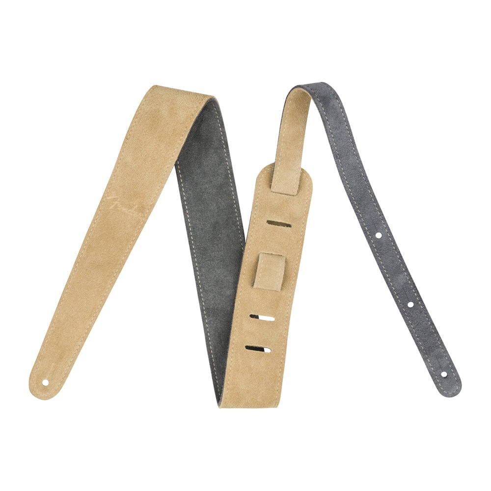 Fender Logo 2" Suede Strap, Tan/Gray, Reversible Guitar Strap #0990691024